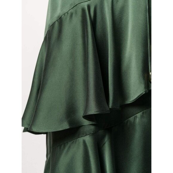 Zimmermann "Espionage" Tiered Satin Dress in Green, size "1" (Small) - Picture 4 of 16